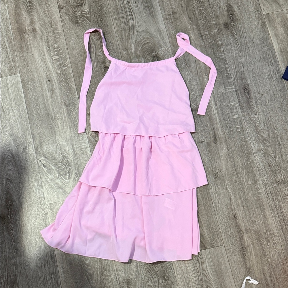 Pink Sleeveless Tiered Dress